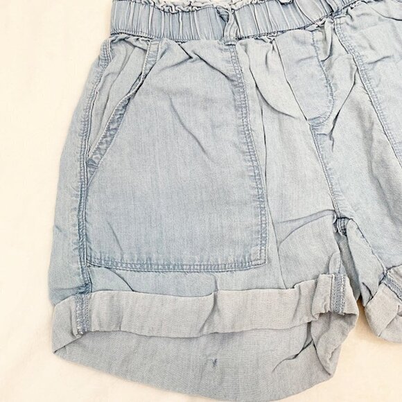 aerie lightweight flowy chambray high waist stretch elastic waist pull on shorts - Picture 2 of 9